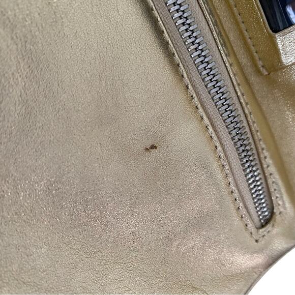 Hobo International Gold Leather Foldover Clutch Purse Handbag - Picture 8 of 10